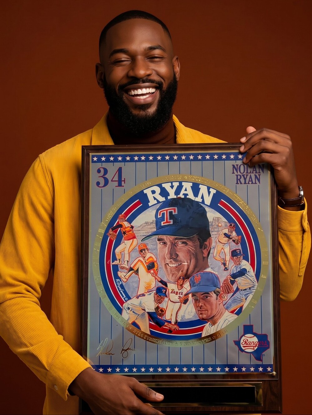 📣 Vintage 90s Nolan Ryan ⚾ Texas Rangers MLB Sports Impressions Plaque #2056🏆
